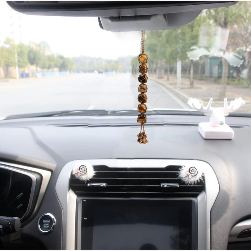 iSTONE Hanging Ornaments Natural Tiger Eye Ornaments Home Decor Gemstones Reiki Feng Shui Ornament Window Wall Ornament - Image 2